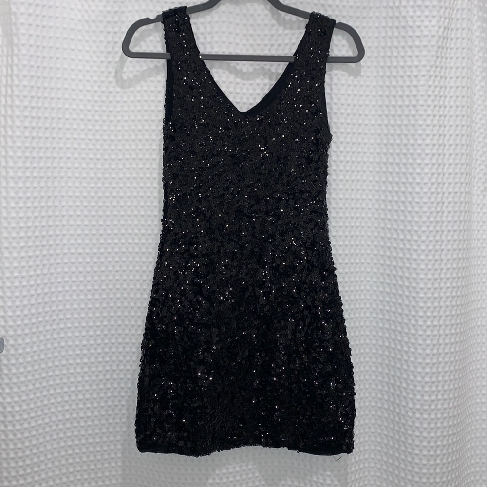 Black Sequin Mini Dress